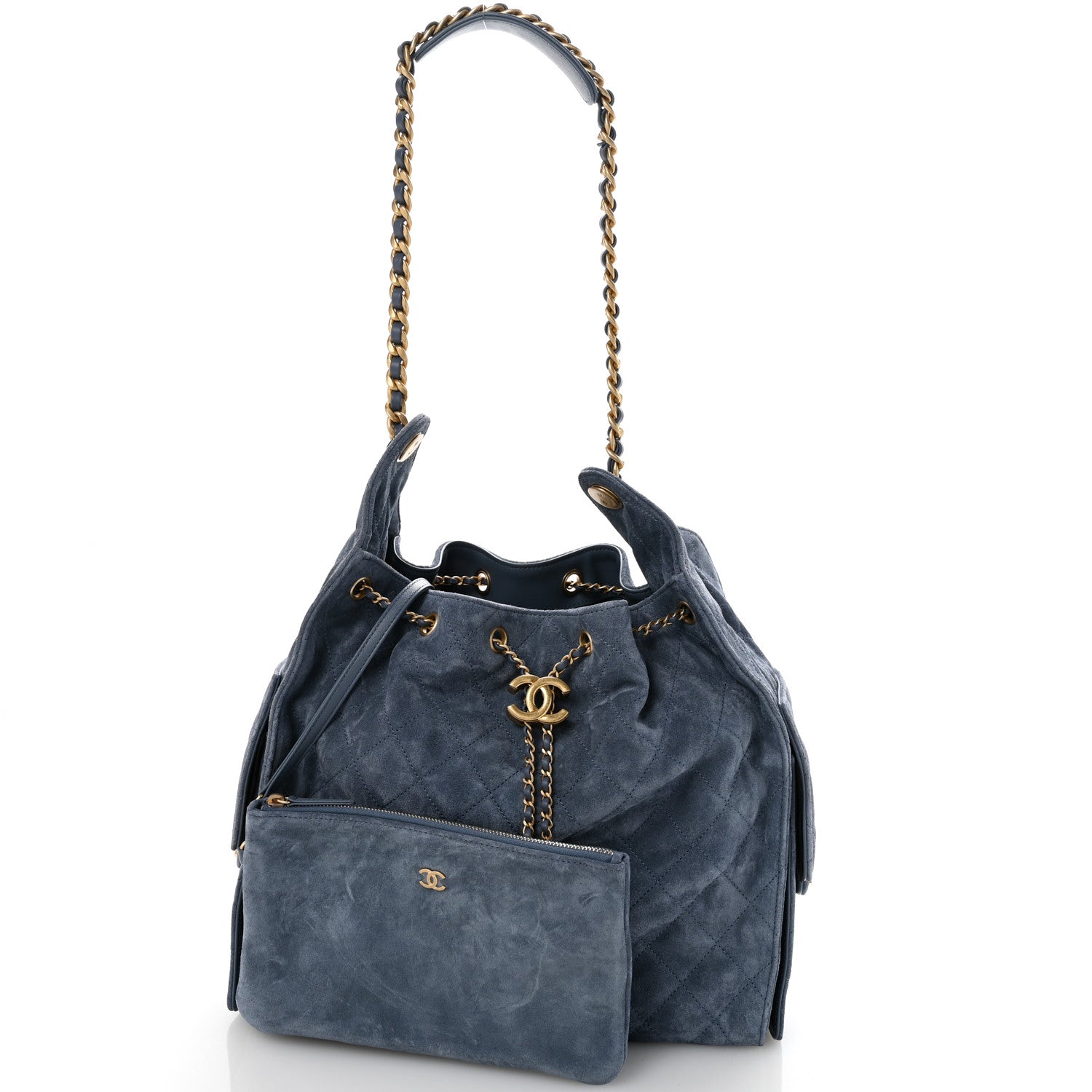 Chanel Suede Quilted Medium Chanel 25 Handbag Blue 5 of 14