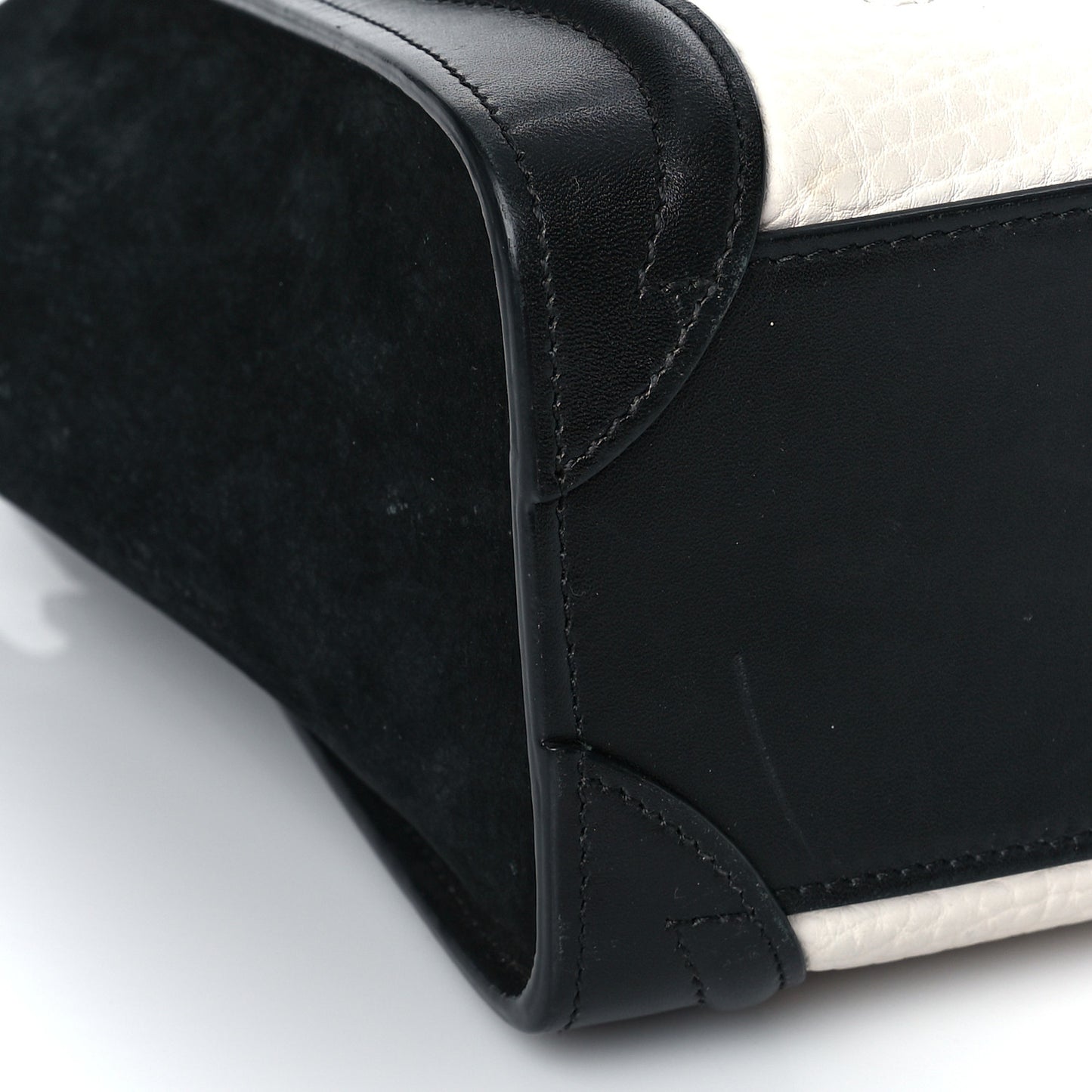 Bullhide Calfskin Nubuck Bi-Color Nano Luggage Black White