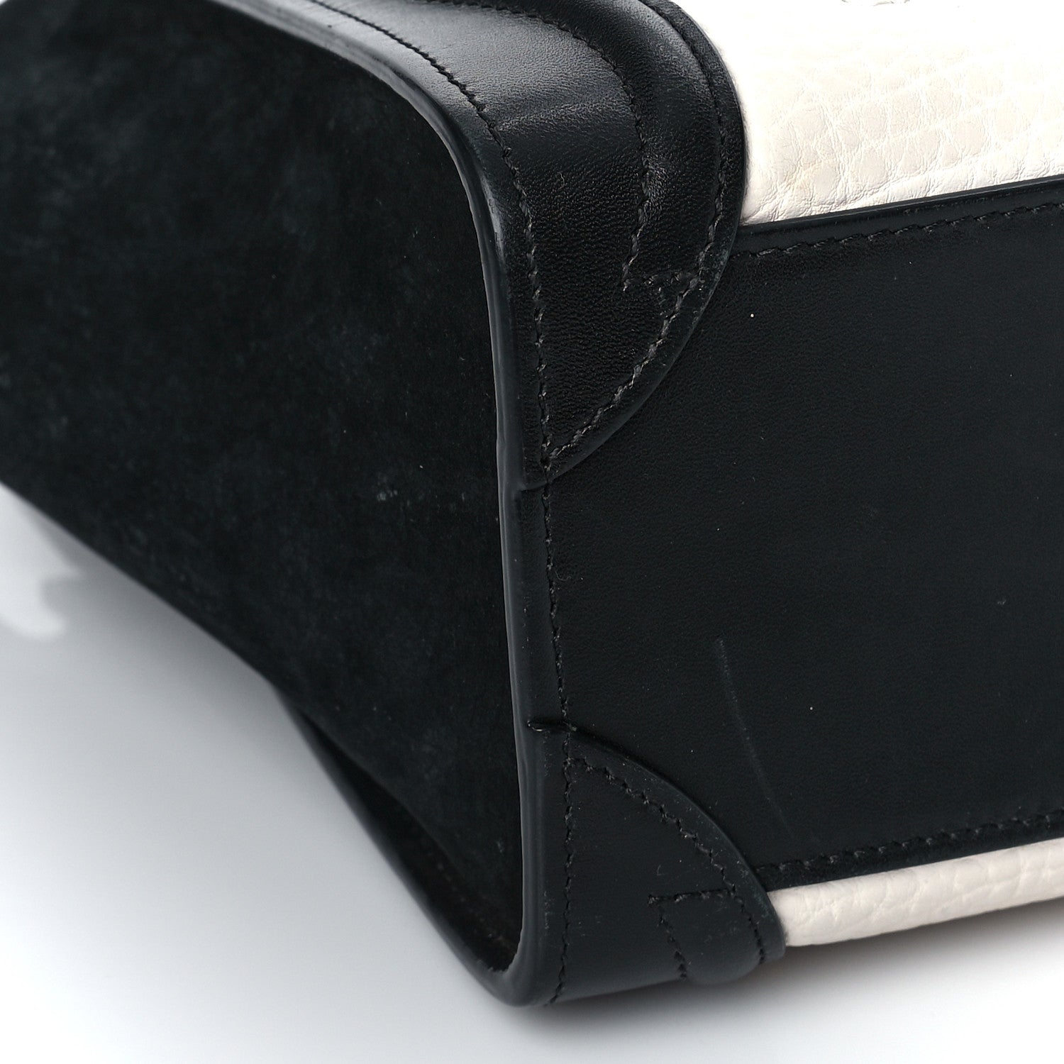 Celine Bullhide Calfskin Nubuck Bi-Color Nano Luggage Black White 7 of 11