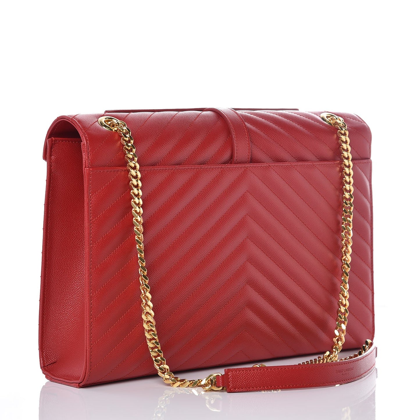 Grain De Poudre Matelasse Chevron Large Monogram Satchel Lipstick Red