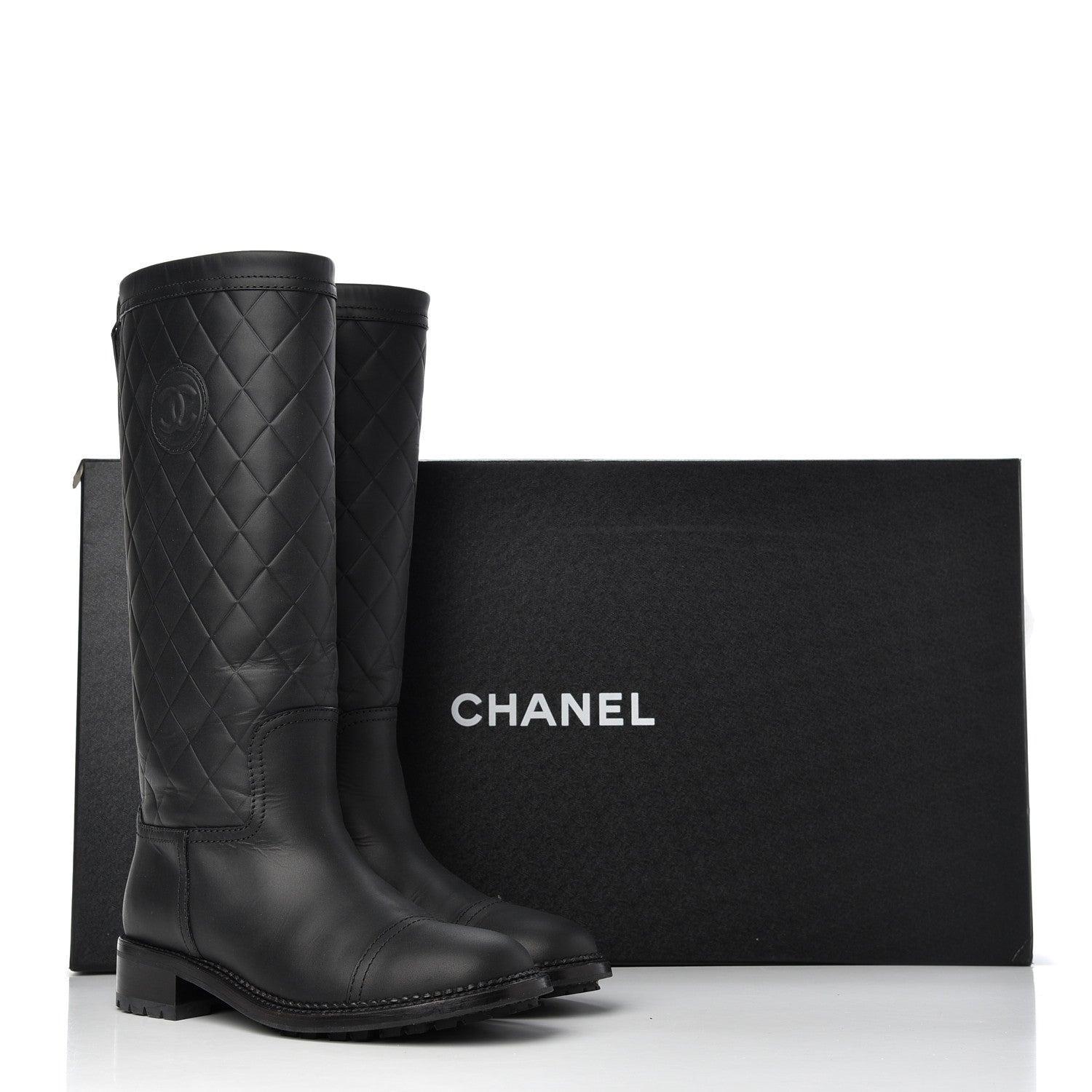 Chanel Oily Calfskin Quilted High Boots 37.5 Black 18 of 18