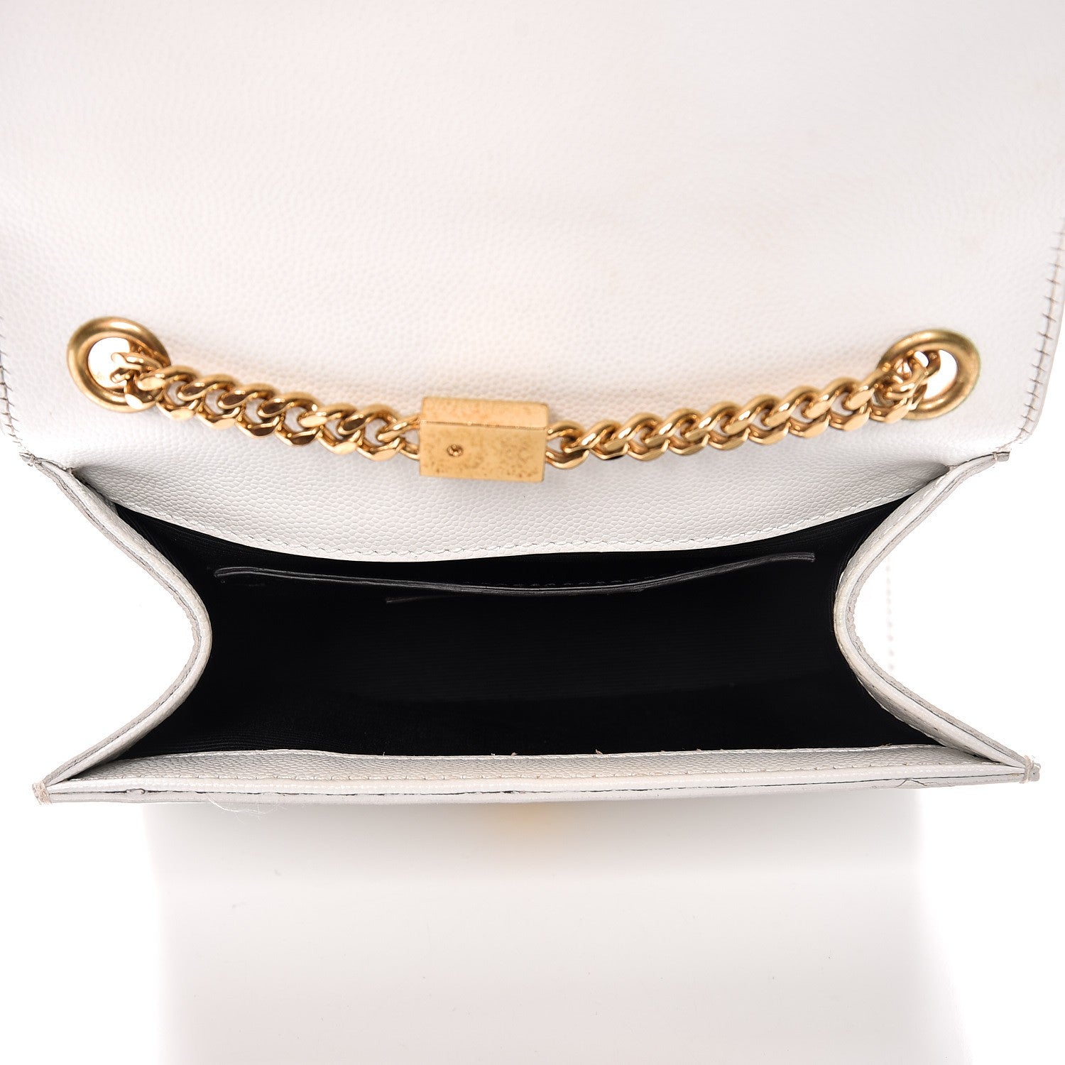Saint Laurent Grain De Poudre Small Monogram Kate Satchel Optical White 5 of 10