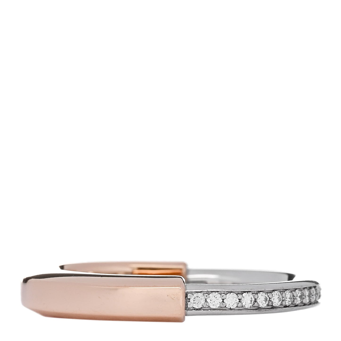 18K Rose White Gold Diamond Lock Ring 63 10.5