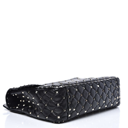 Valentino Garavani Lambskin Large Rockstud Spike Shoulder Bag Black 3 of 11
