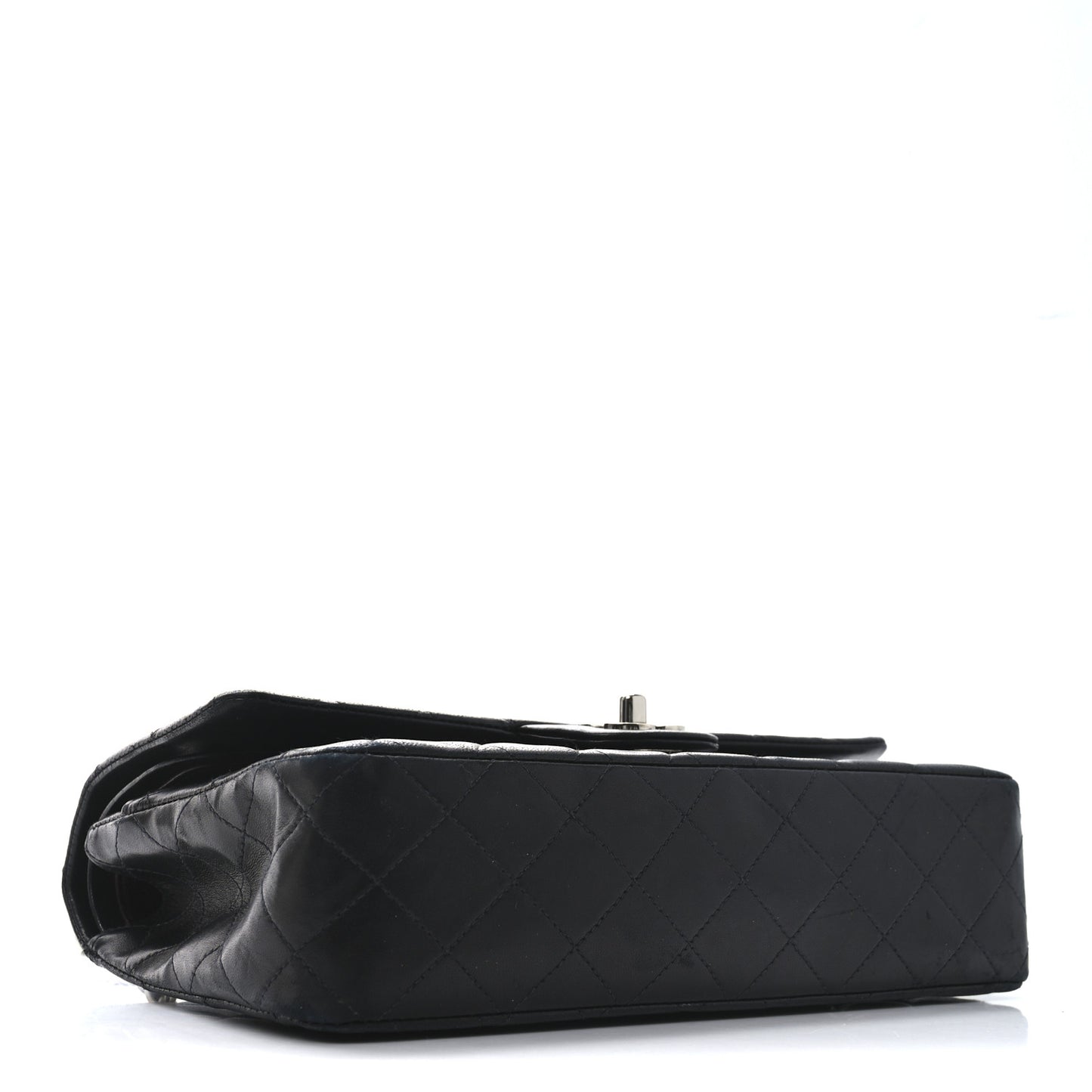 Lambskin Quilted Medium Double Flap Black