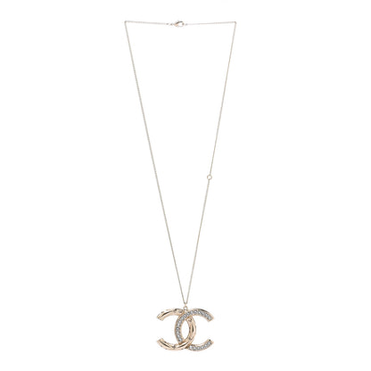 Chanel Crystal Metal Quilted CC Pendant Necklace Gold 3 of 7