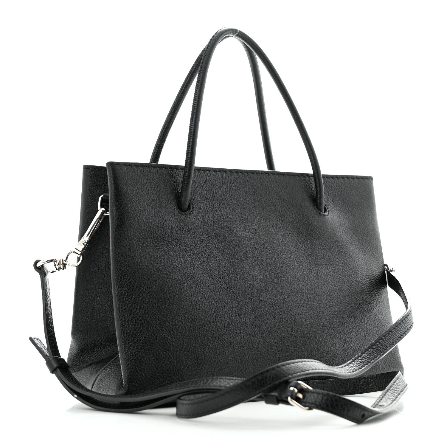 Balenciaga Calfskin Logo Shopping S Tote Black White 3 of 13