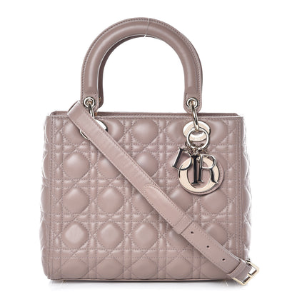 Christian Dior Lambskin Cannage Medium Lady Dior Taupe 1 of 14