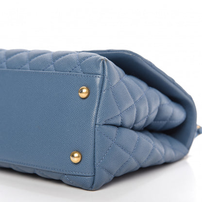 Chanel Caviar Quilted Small Coco Handle Flap Blue 7 of 10
