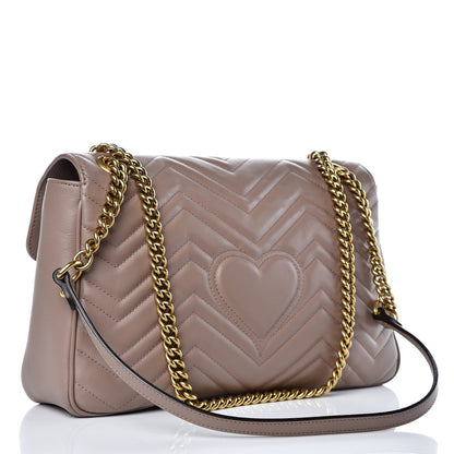 Gucci Calfskin Matelasse Medium GG Marmont Shoulder Bag Porcelain Rose 3 of 11