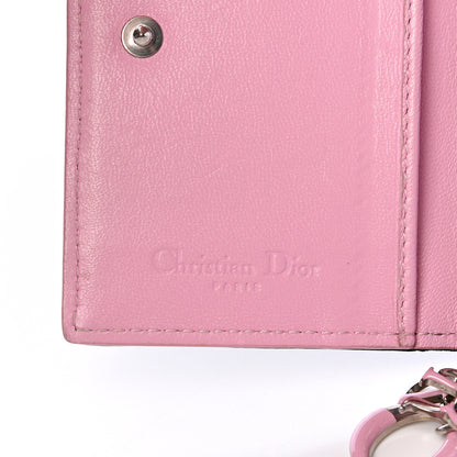 Christian Dior Lambskin Cannage Bi-Color Small Lady Dior Flap Card Holder Black Pink 6 of 13