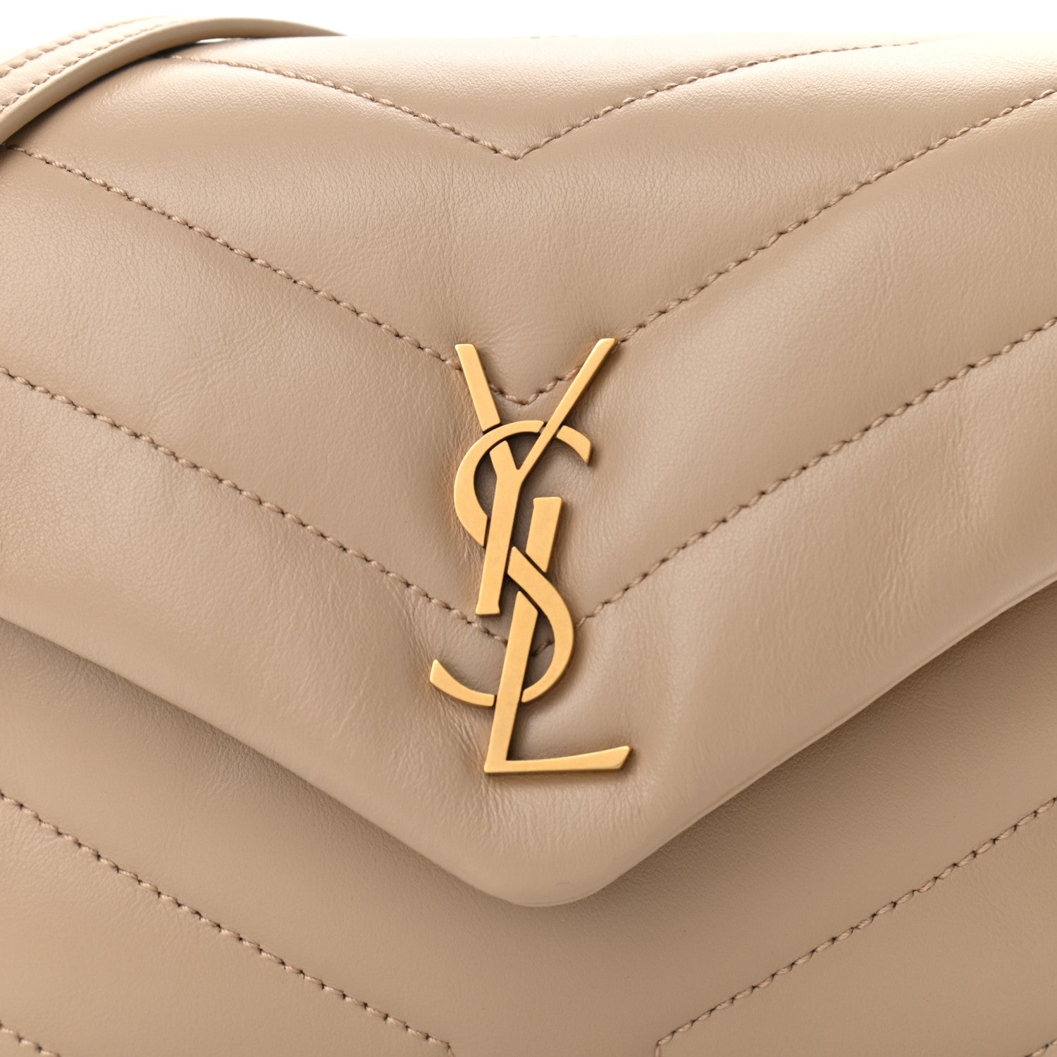 Saint Laurent Calfskin Y Quilted Monogram Toy Loulou Crossbody Bag Dark Beige 6 of 8