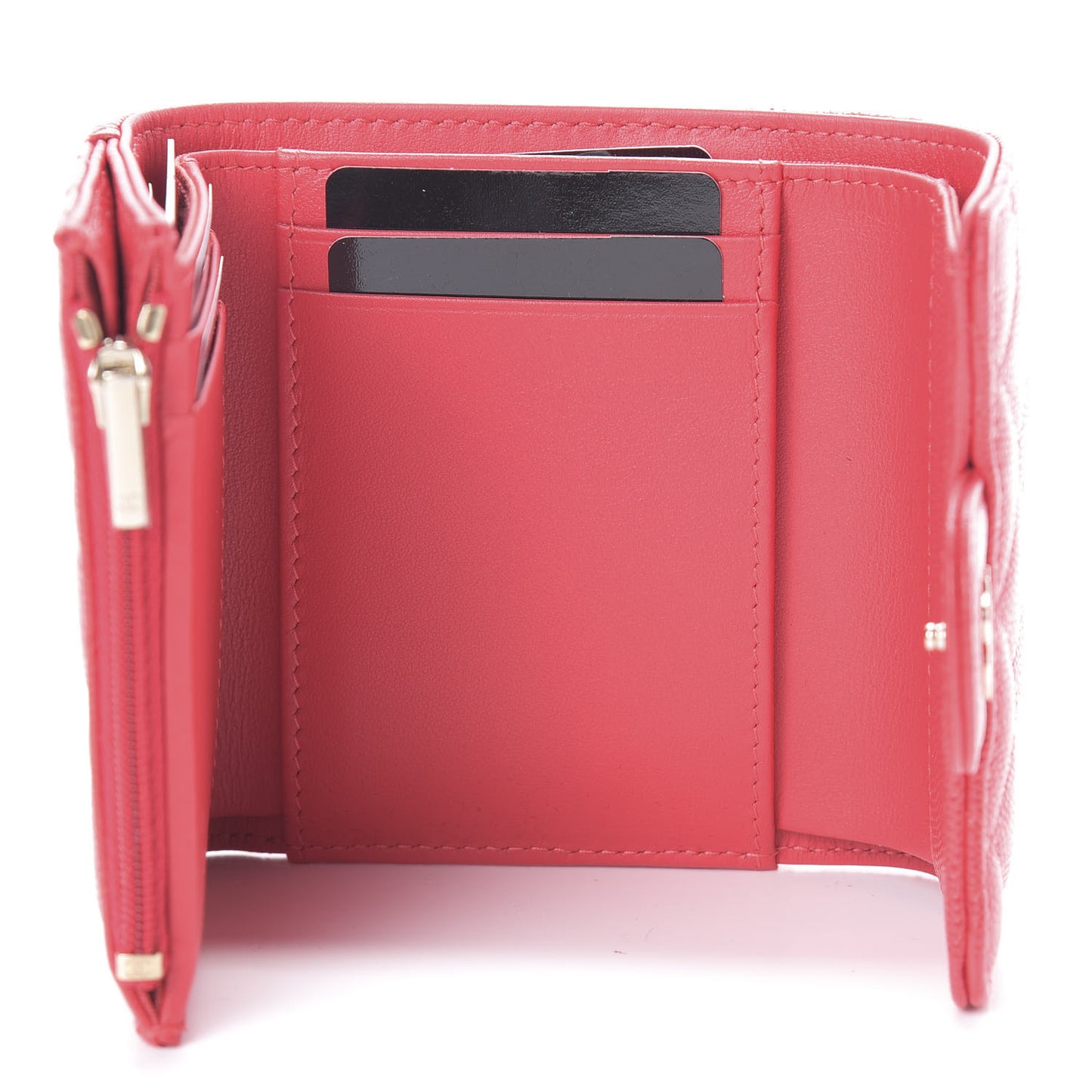 Caviar Quilted Small Flap Wallet Red