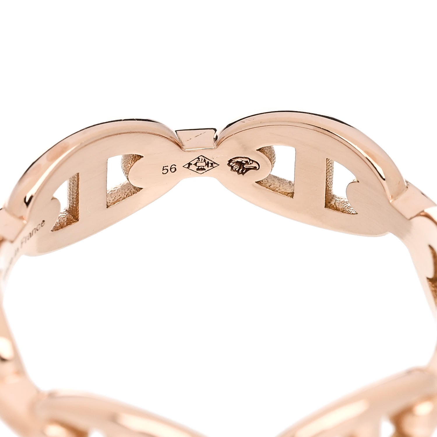 Hermes 18K Rose Gold PM Chaine d'Ancre Enchainee Ring 56 7.5 5 of 7