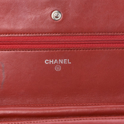 Chanel Lambskin Quilted Wallet On Chain WOC Red 7 of 12