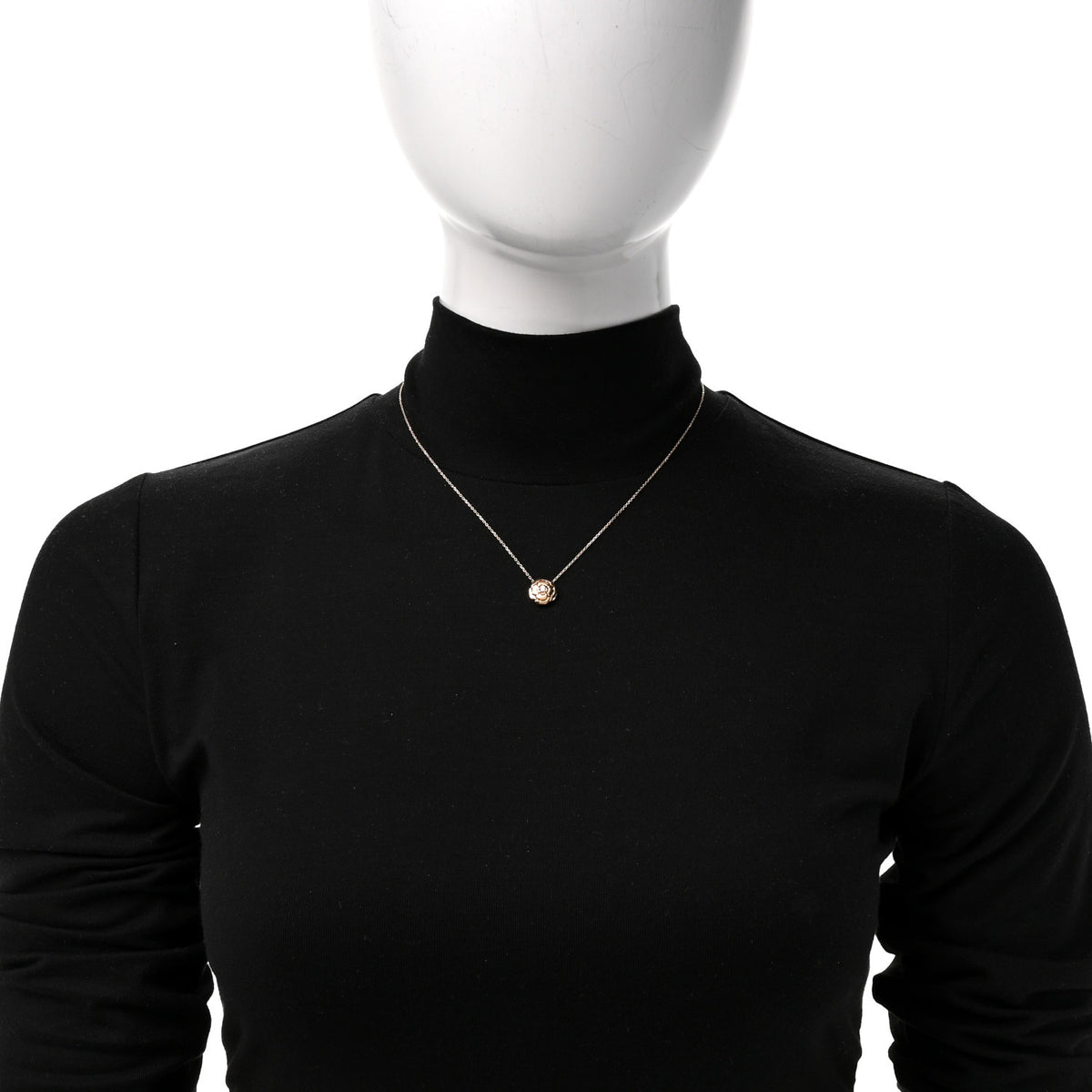 Chanel 18K Rose Gold Diamond Extrait de Camelia Pendant Necklace 2 of 6