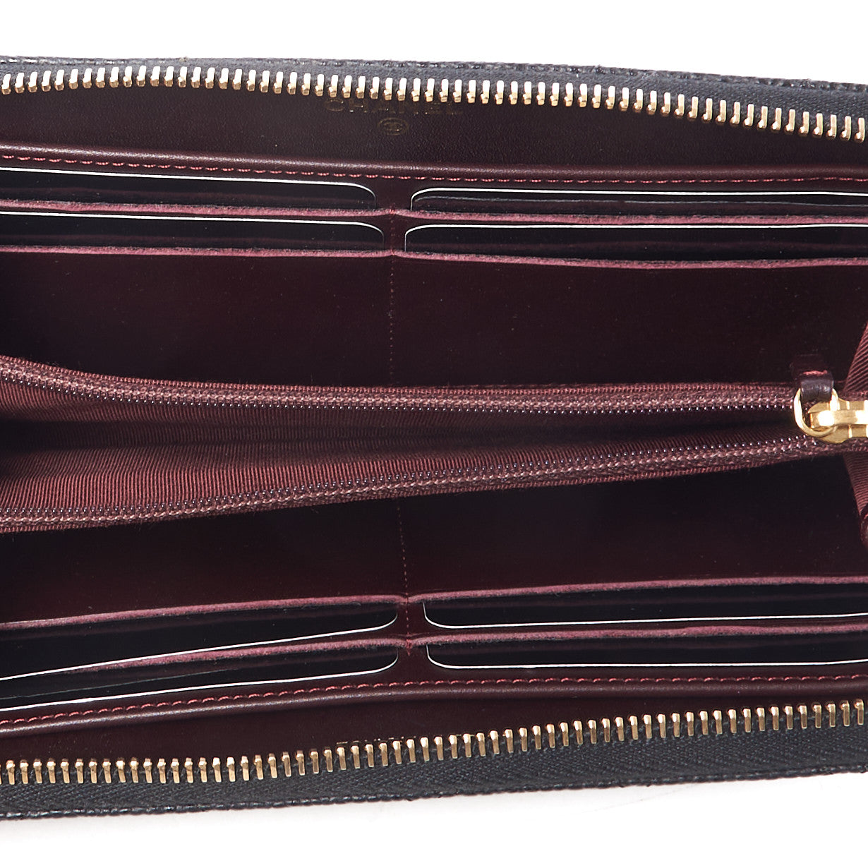 Caviar Quilted Large Gusset Zip Around Wallet Black