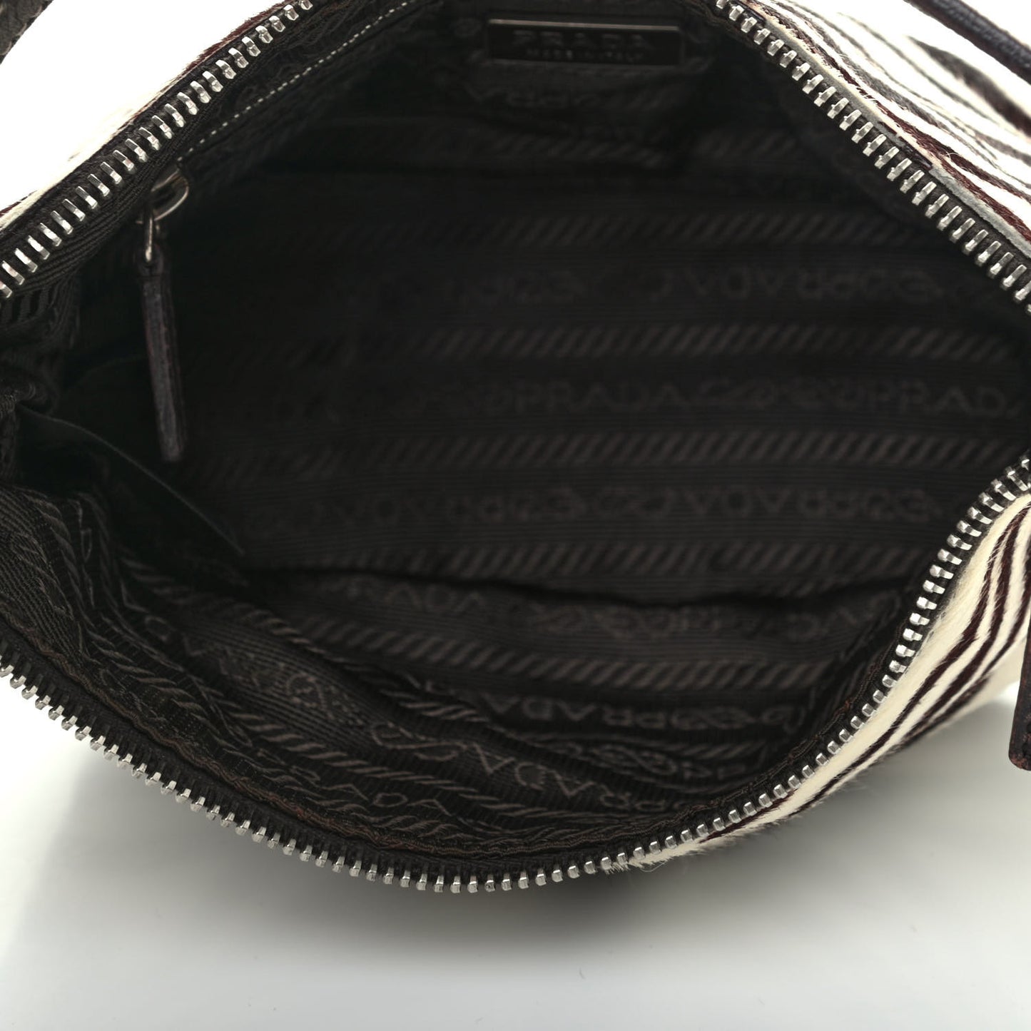 Calf Hair Zebra Print Shoulder Bag White Moro