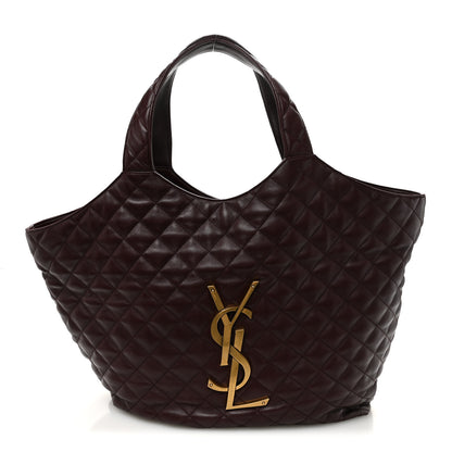 Saint Laurent Lambskin Quilted Maxi Icare Shopping Tote  Rouge Cabernet 1 of 11