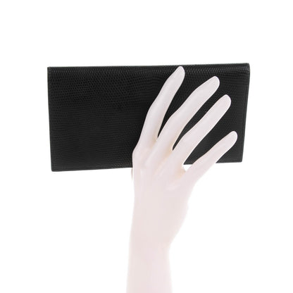 Hermes Lizard Niloticus MC2 Fleming Checkbook Holder Wallet Black 2 of 7