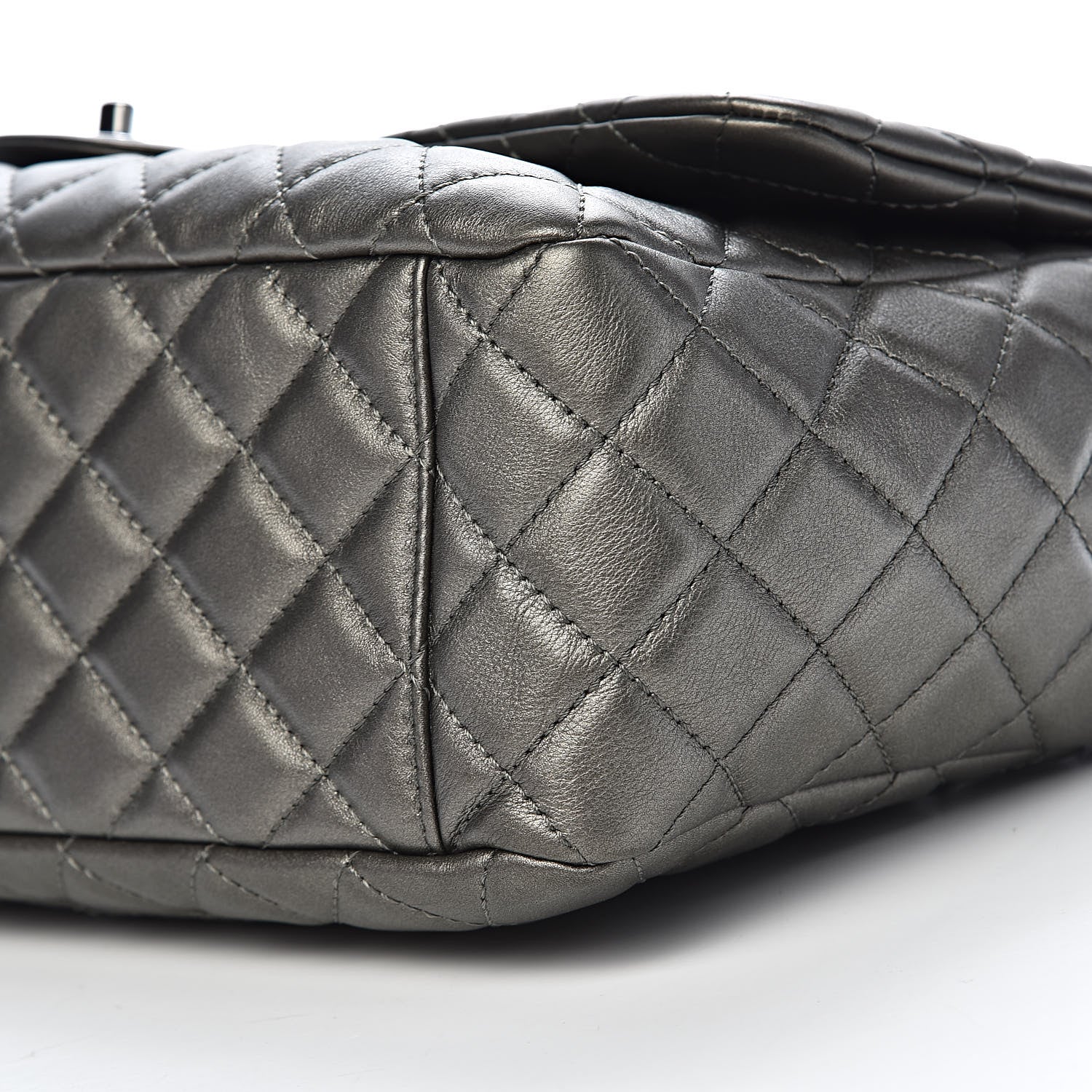 Chanel Metallic Calfskin Quilted Small XXL Travel Flap Bag Dark Silver 9 of 10