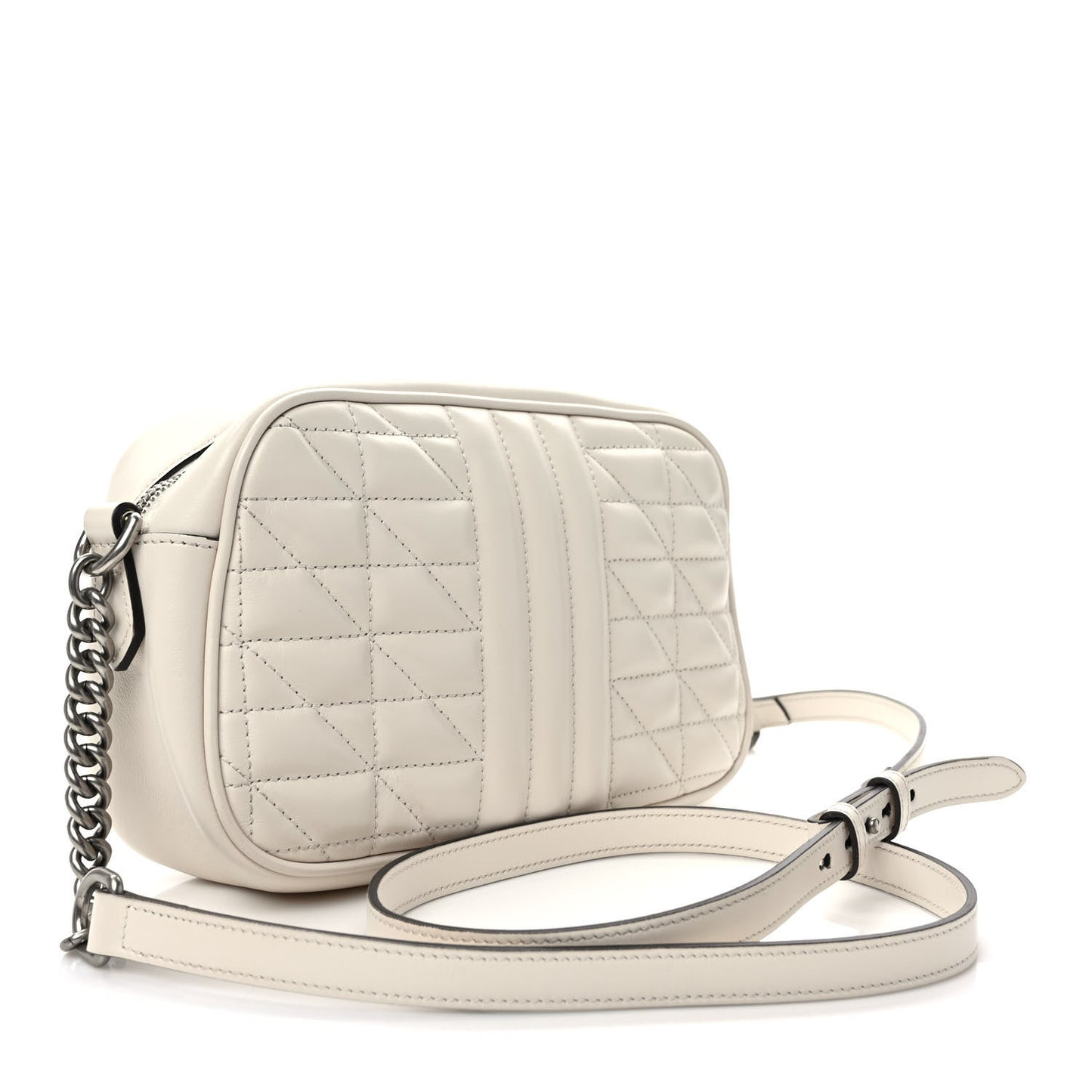 Calfskin Matelasse Aria Small GG Marmont Chain Shoulder Bag Mystic White