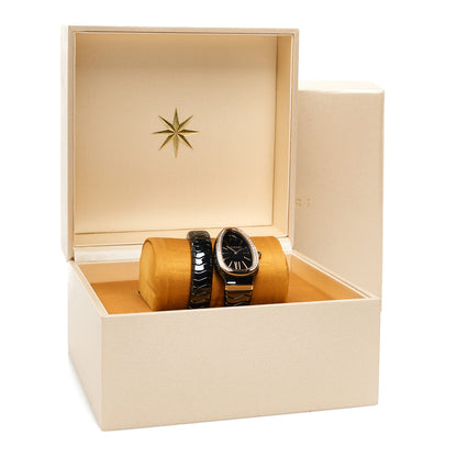 Bulgari 18K Rose Gold Ceramic Diamond Bezel 35mm Serpenti Tubogas Quartz Watch Black 5 of 5