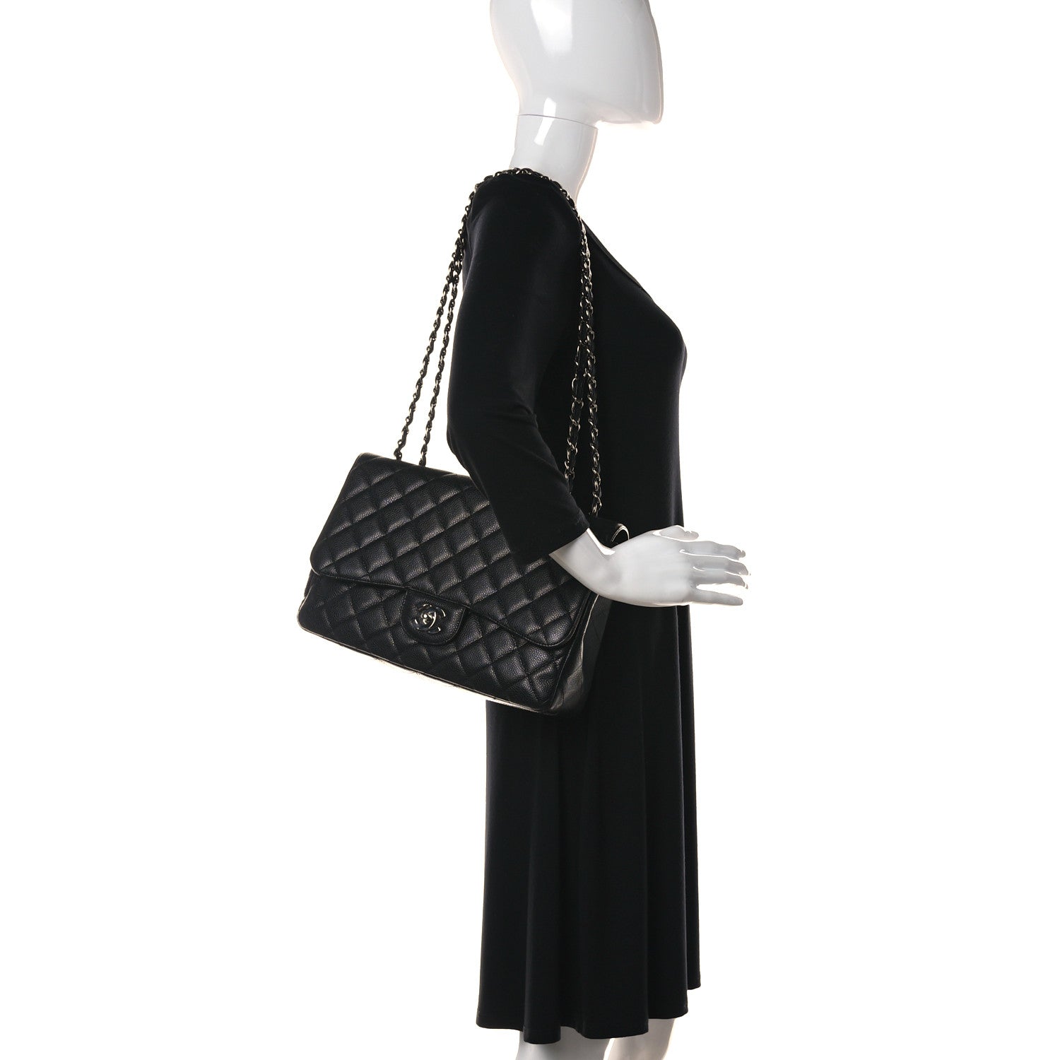 Chanel Caviar Quilted Jumbo Single Flap Black 2 of 22