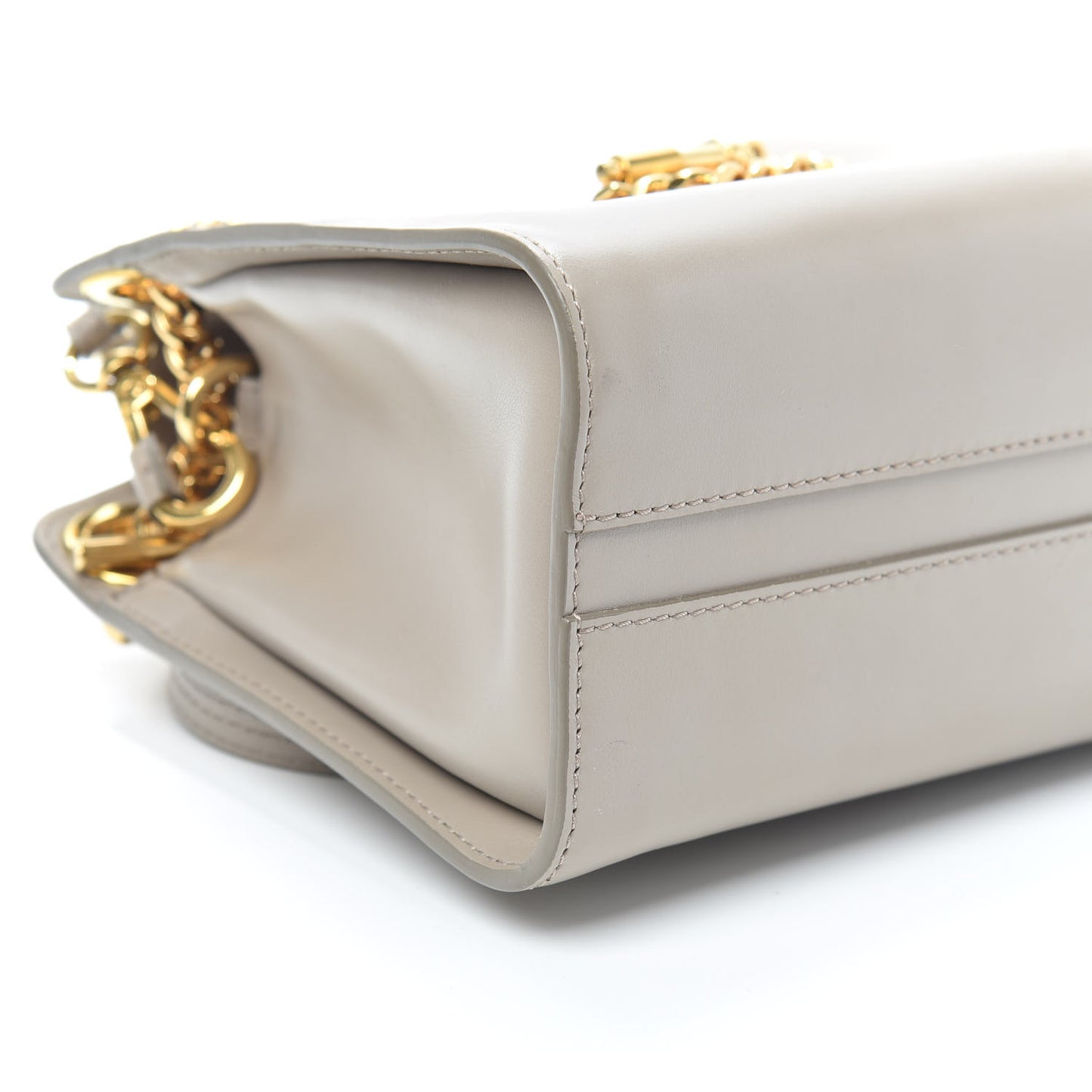 Shiny Calfskin Mini Annie Shoulder Bag Motty Grey