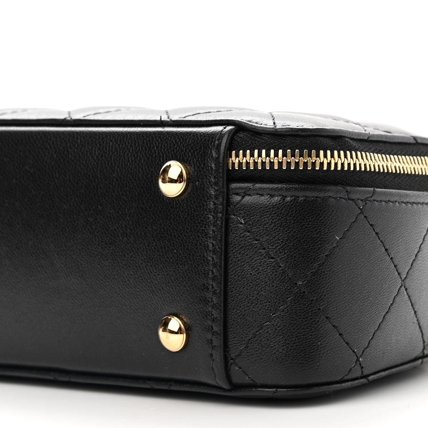 Lambskin Quilted Chic Riviera Top Handle Vanity Case Black