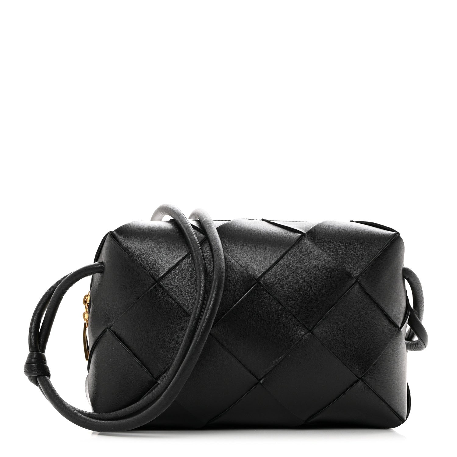 Bottega Veneta Lambskin Maxi Intrecciato Small Cassette Camera Bag Black 1 of 9
