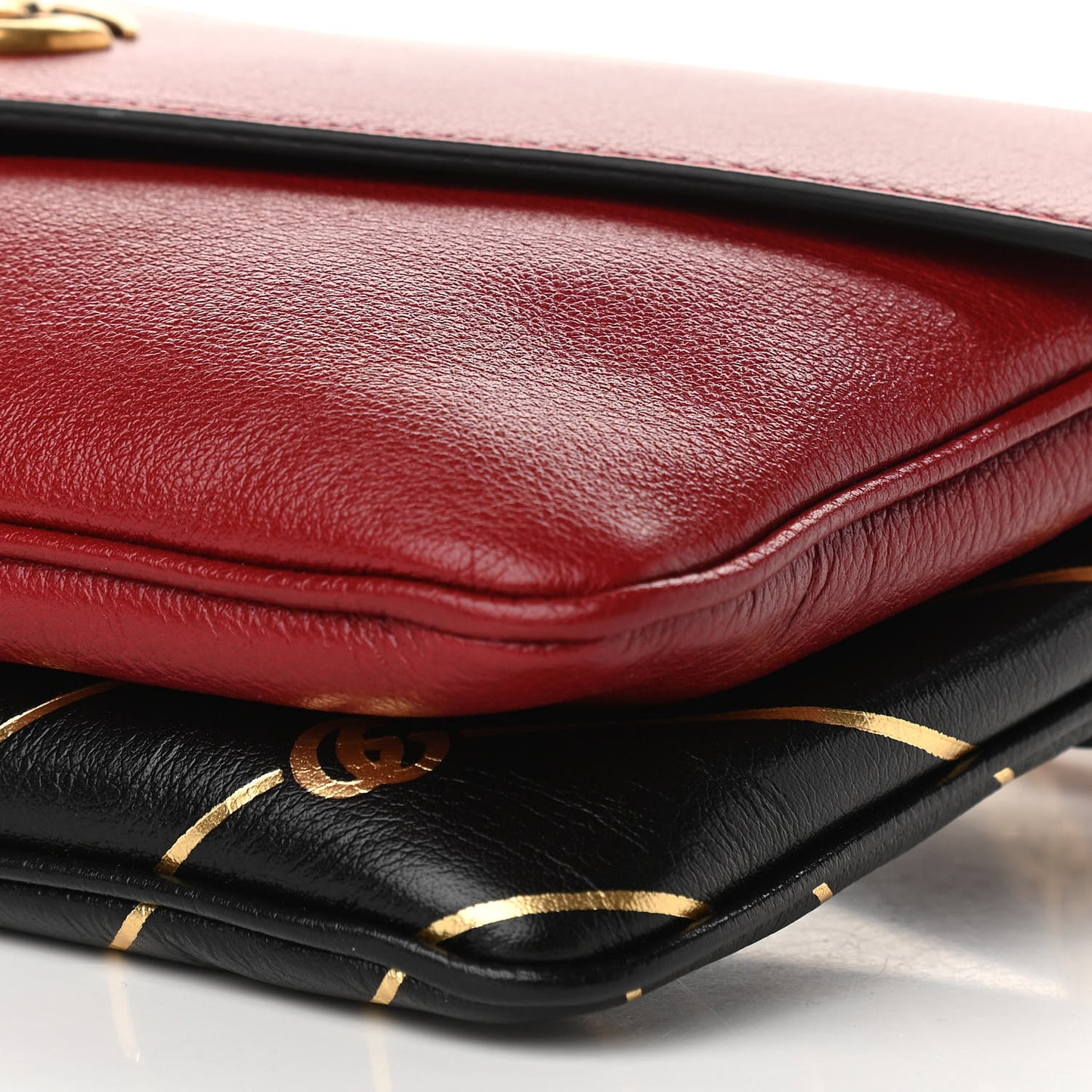 Calfskin Diagonal GG Medium Thiara Double Envelope Shoulder Bag Black Red