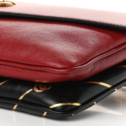 Gucci Calfskin Diagonal GG Medium Thiara Double Envelope Shoulder Bag Black Red 11 of 11