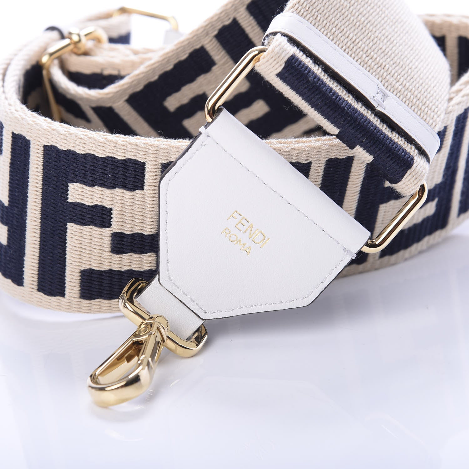 Fendi Ribbon Vitello Seta FF 1974 Adjustable Strap You Nuvola Midnight White Ice 3 of 4