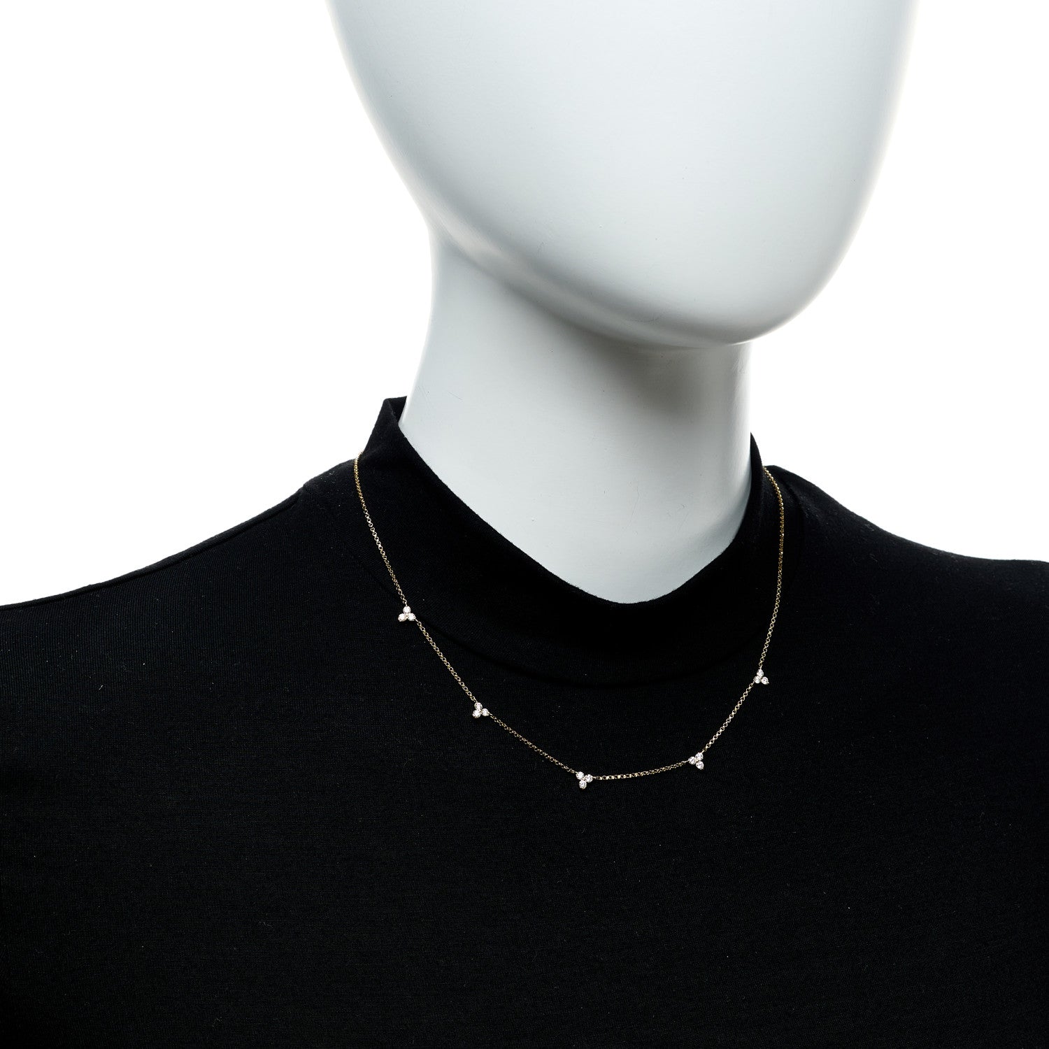 Roberto Coin 18K Yellow Gold Diamond By the Inch Five Station Flower Necklace 2 of 5