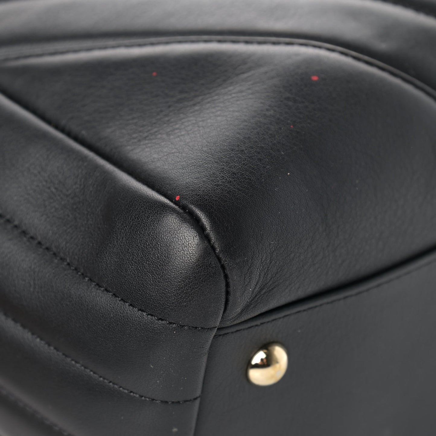 Calfskin Chevron Quilted Large Shopping Tote Black