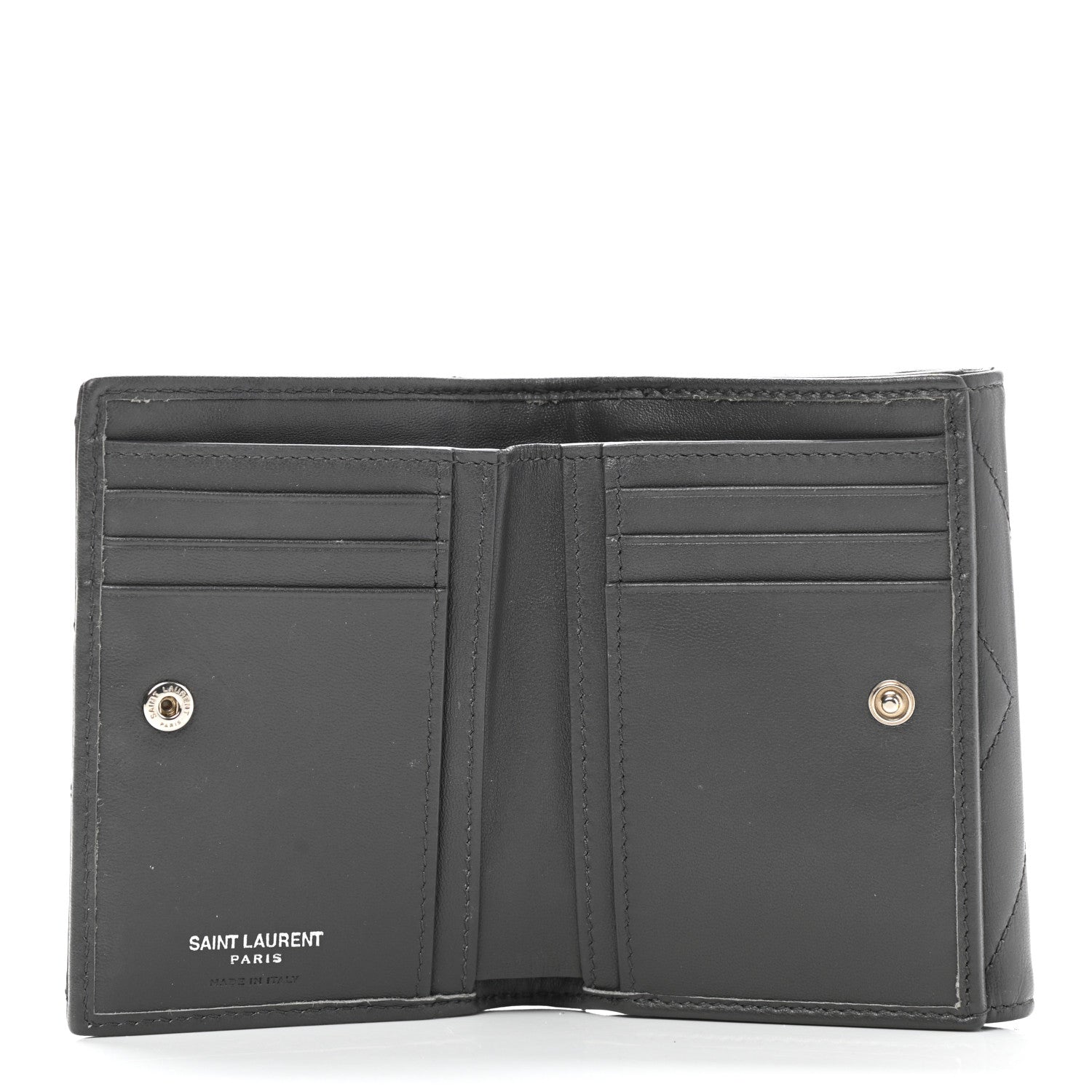 Saint Laurent Lambskin Y Quilted Monogram Compact Loulou Wallet Asphalt 5 of 9