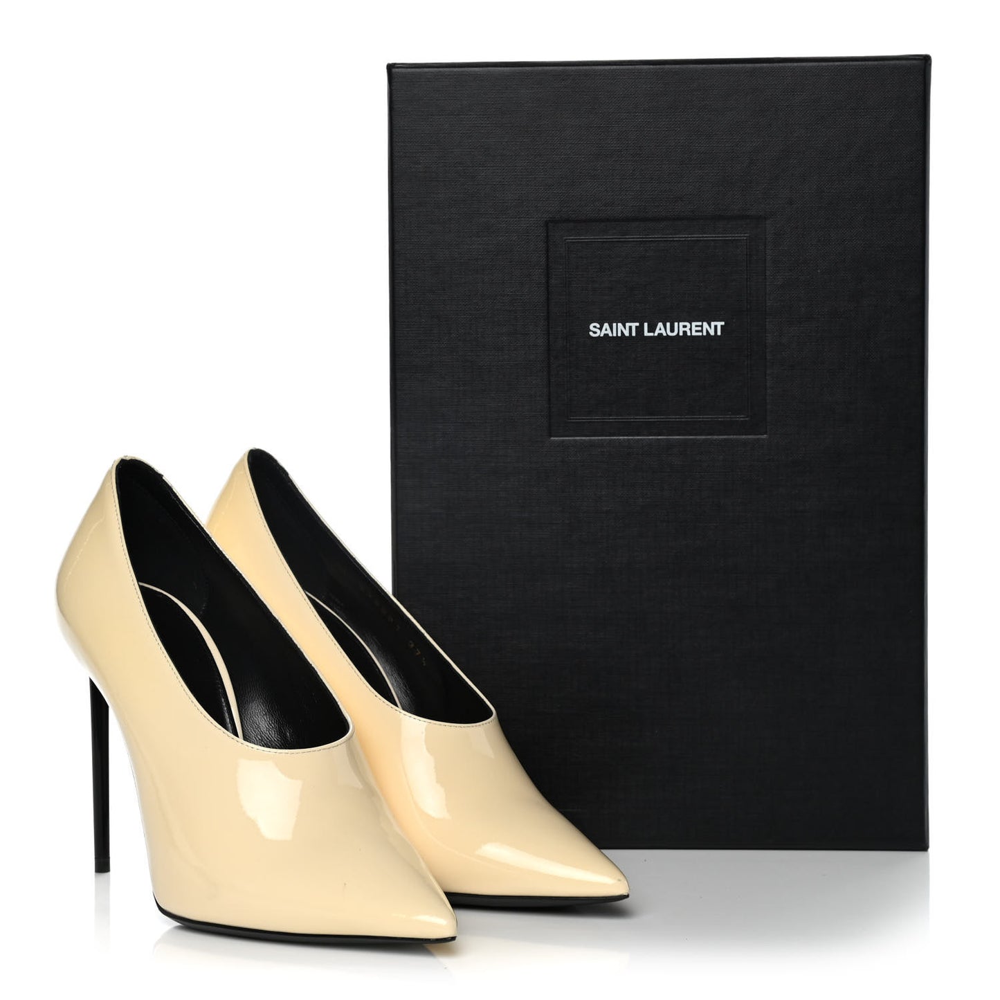 Patent Calfskin Teddy High Vamp 105 Pumps 37.5 White