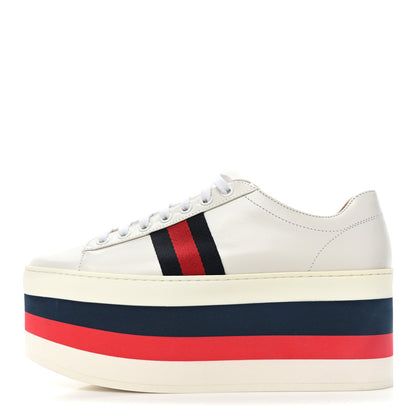 Gucci Calfskin Peggy Platform Sneakers 37 White 1 of 13