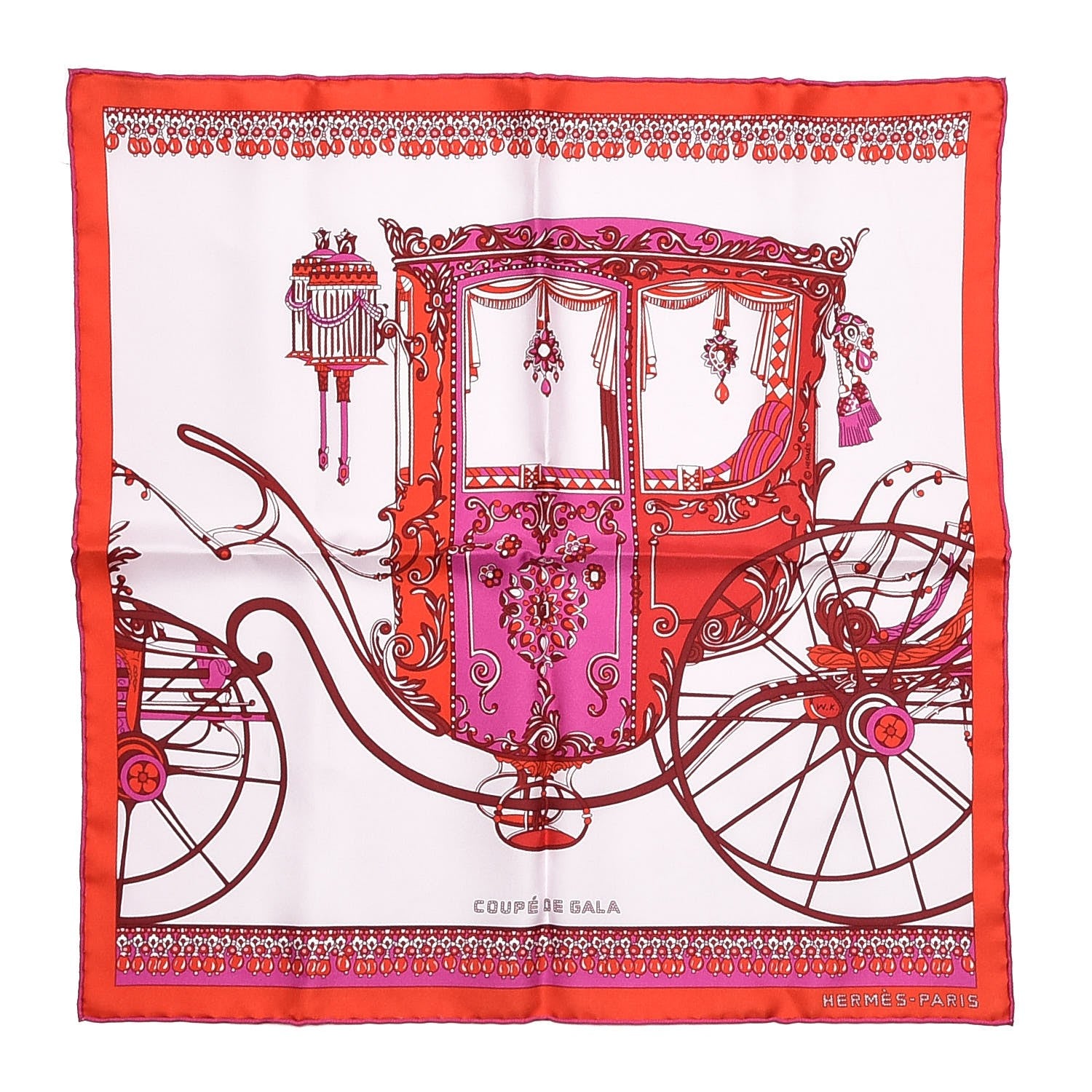 Hermes Silk Coupe De Gala Pocket Square Rose Pale Rouge Fuchsia 1 of 6