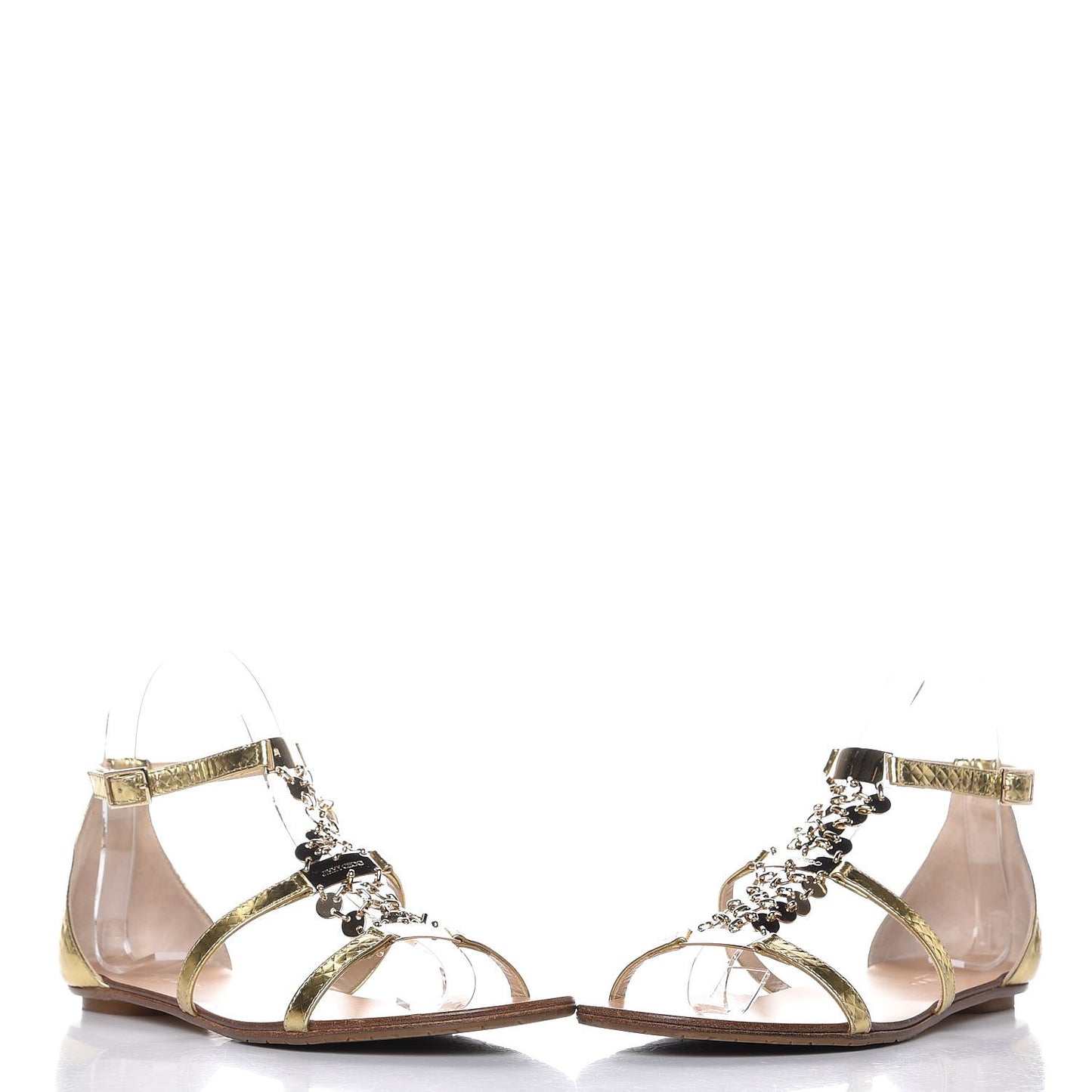 Metallic Cubed Mirror Wyatt Gladiator Sandals 36.5 Gold