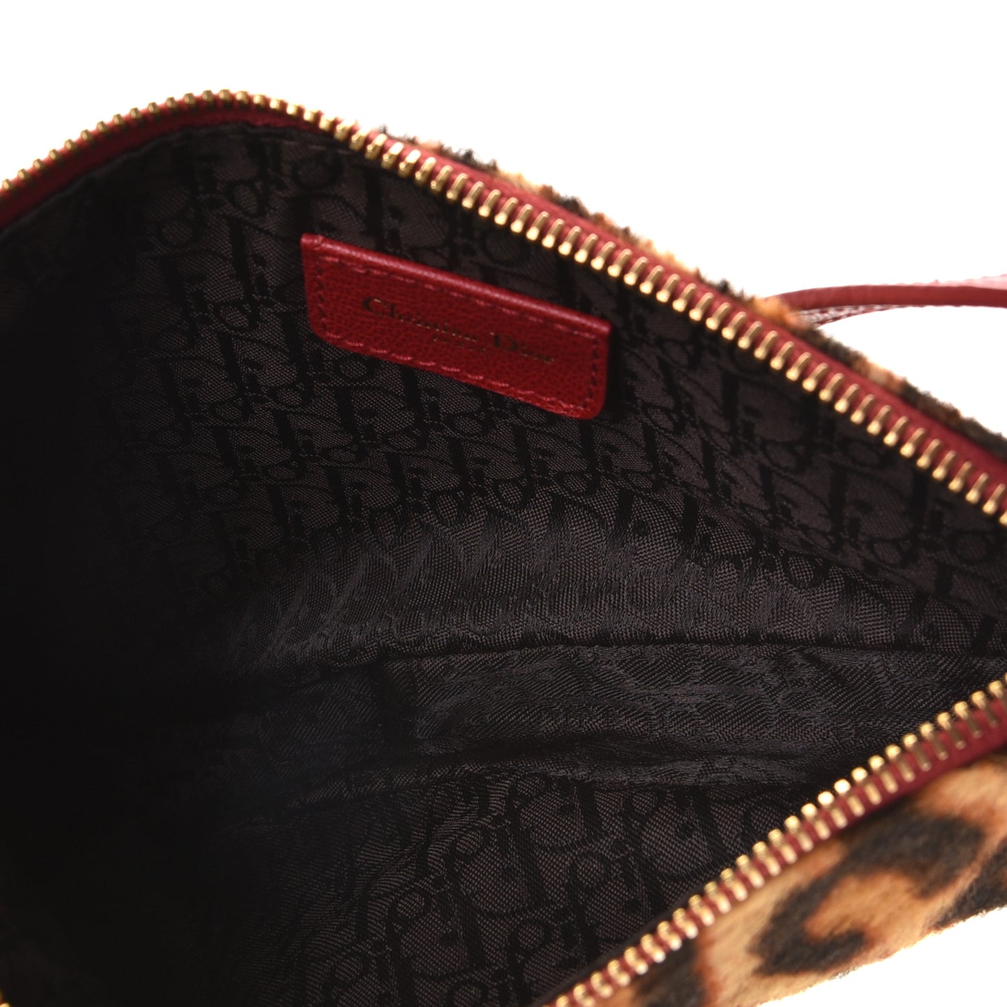 Pony Hair Leopard Mini Saddle Bag Red