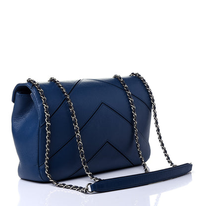 Chanel Caviar Macro Chevron Single Flap Blue 2 of 5