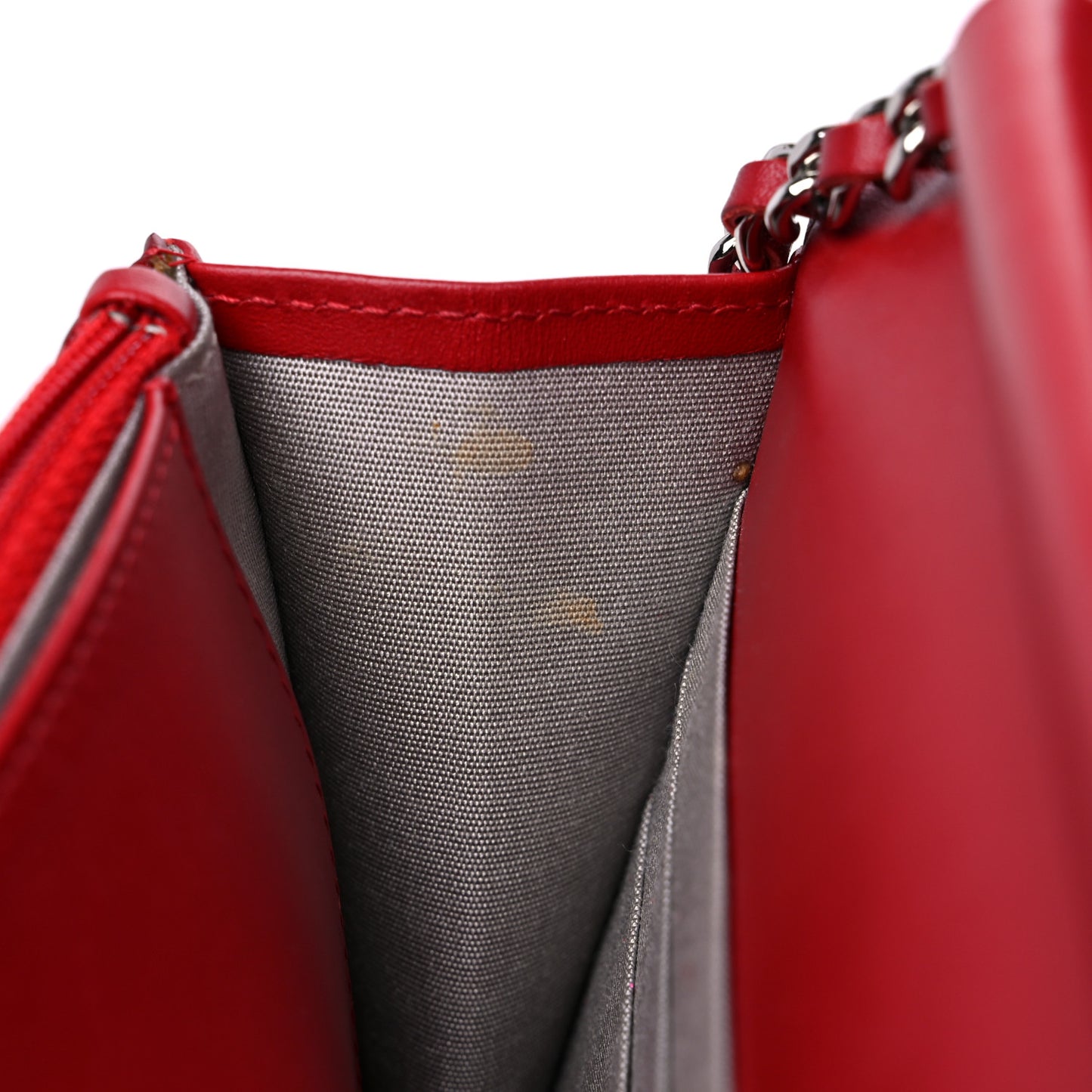 Patent Quilted Brilliant Wallet On Chain WOC Red
