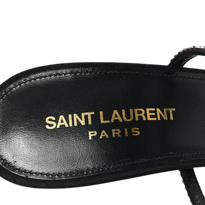 Saint Laurent Crepe Satin Strass Opyum 110 Sandals 38 Black 9 of 10