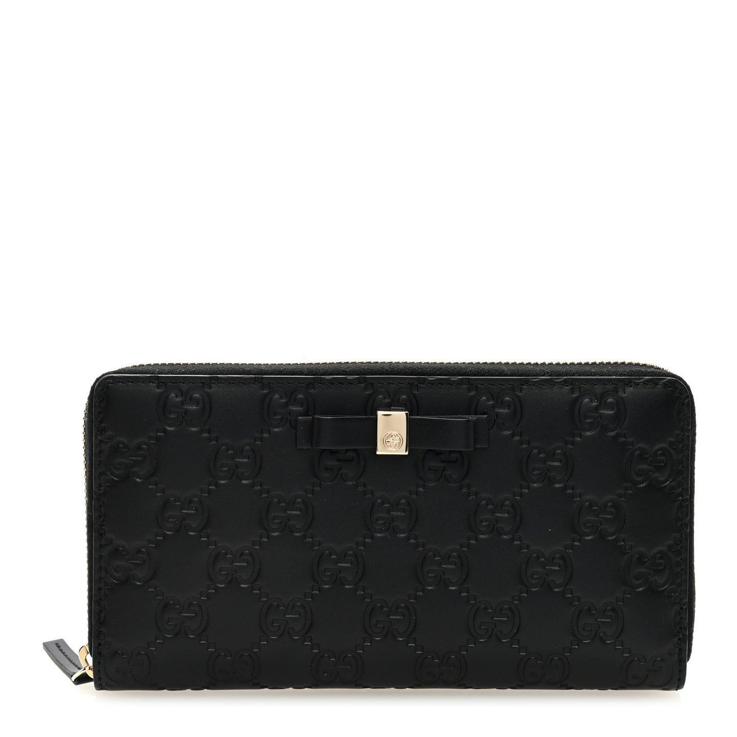 Guccissima Bow Zip Around Wallet Black