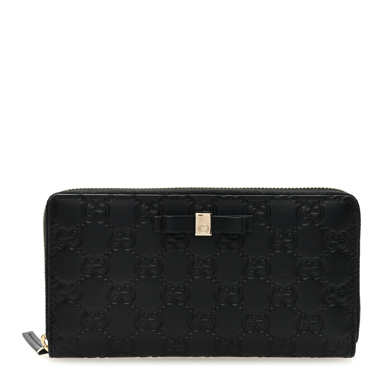 Gucci Guccissima Bow Zip Around Wallet Black 1 of 6
