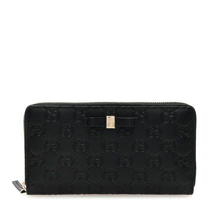 Gucci Guccissima Bow Zip Around Wallet Black 1 of 6