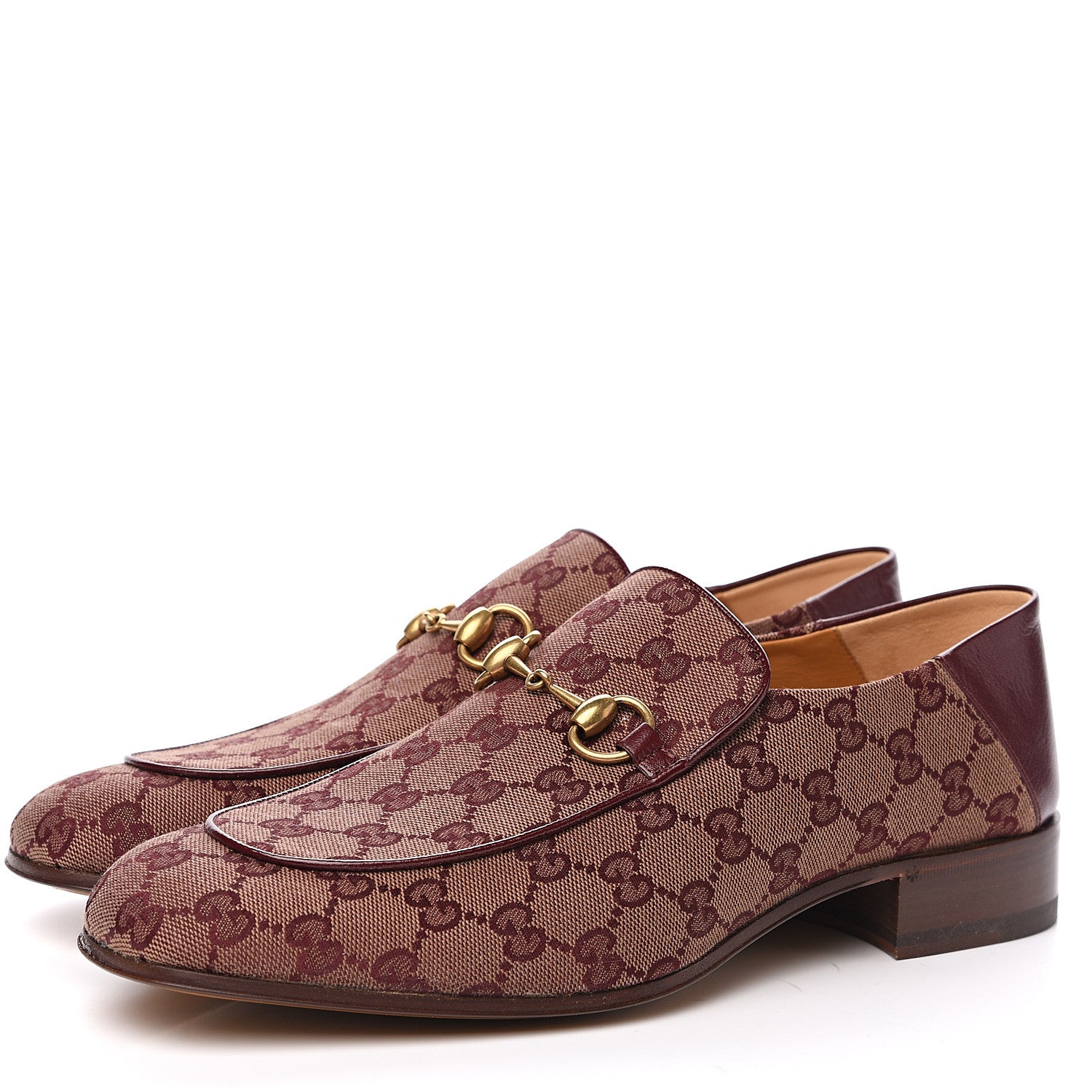 Gucci GG Monogram Granada Kid Mens Horsebit Loafers 10 Sahara Rubino Bright Bordeaux 3 of 9