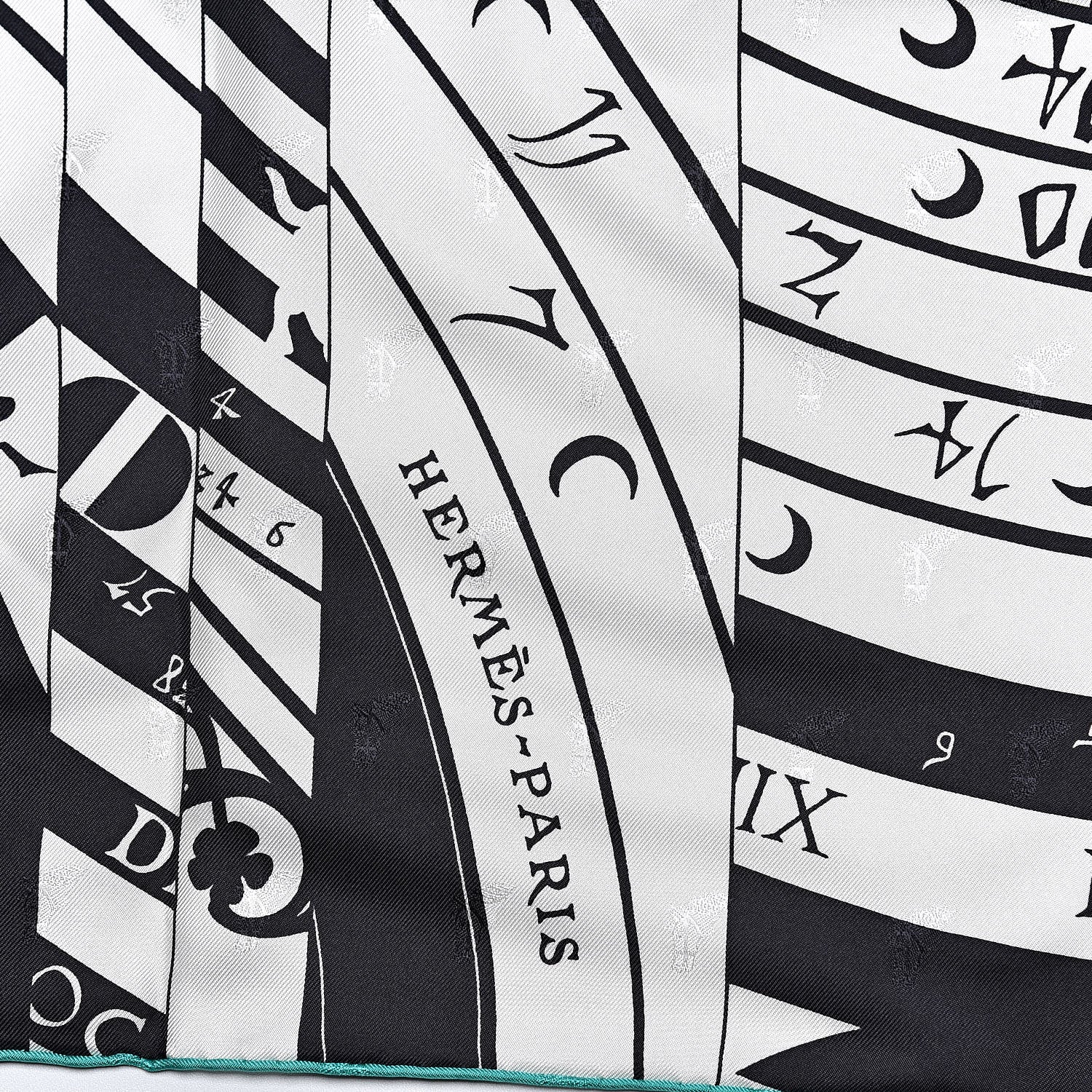 Hermes Silk Astrologie Nouvelle Tattoo Scarf 90 Black White 3 of 8